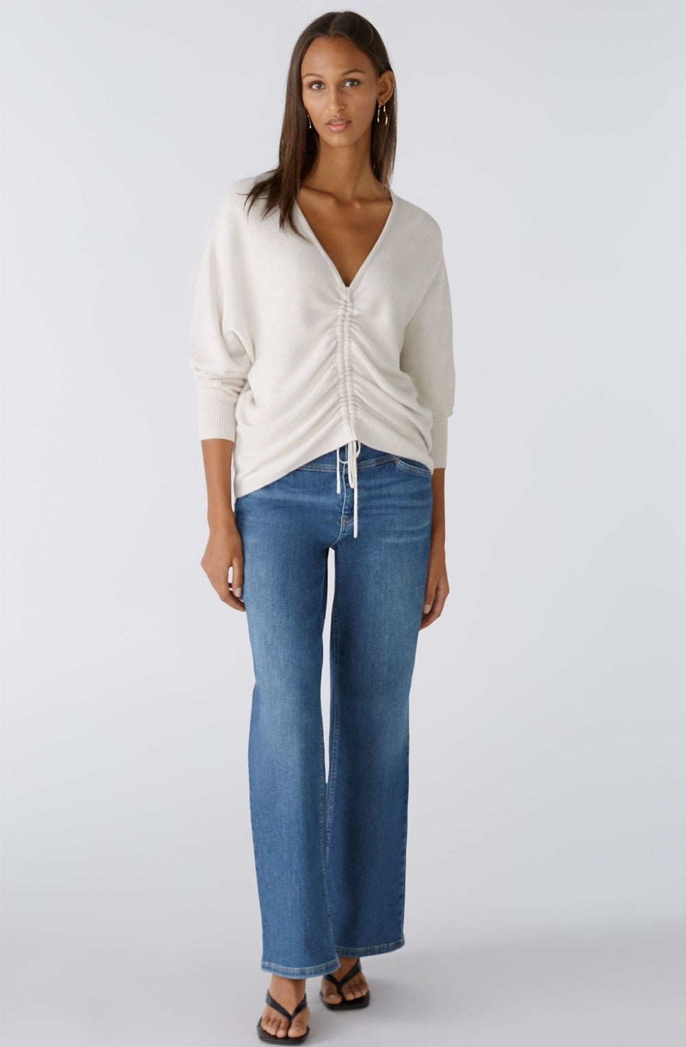 Off White Drawstring Front Jumper