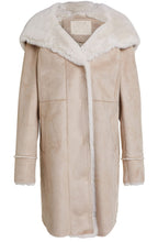Off White Faux Fur Detailed Coat