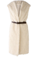 Off White Faux Fur Long Waistcoat with Belt
