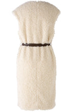 Off White Faux Fur Long Waistcoat with Belt