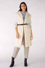 Off White Faux Fur Long Waistcoat with Belt