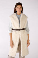 Off White Faux Fur Long Waistcoat with Belt