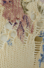 Off White Floral Distressed Vintage Effect Jumper