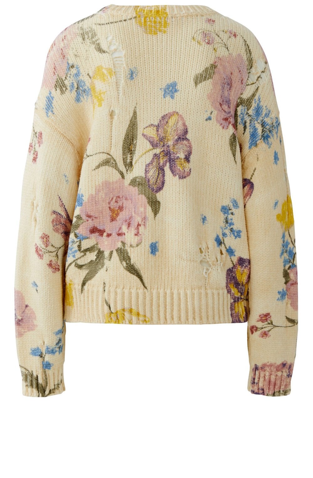 Off White Floral Distressed Vintage Effect Jumper