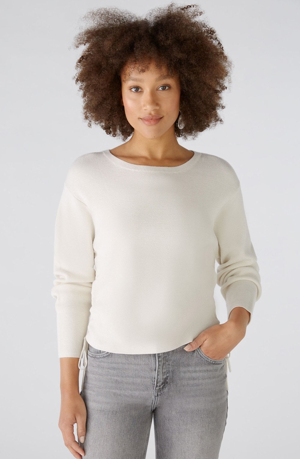 Off White Gathered Sides Jumper