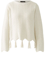 Off White Geometric Tasselled Jumper