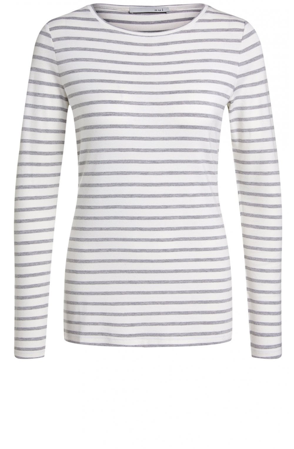 Off White & Grey Striped Top