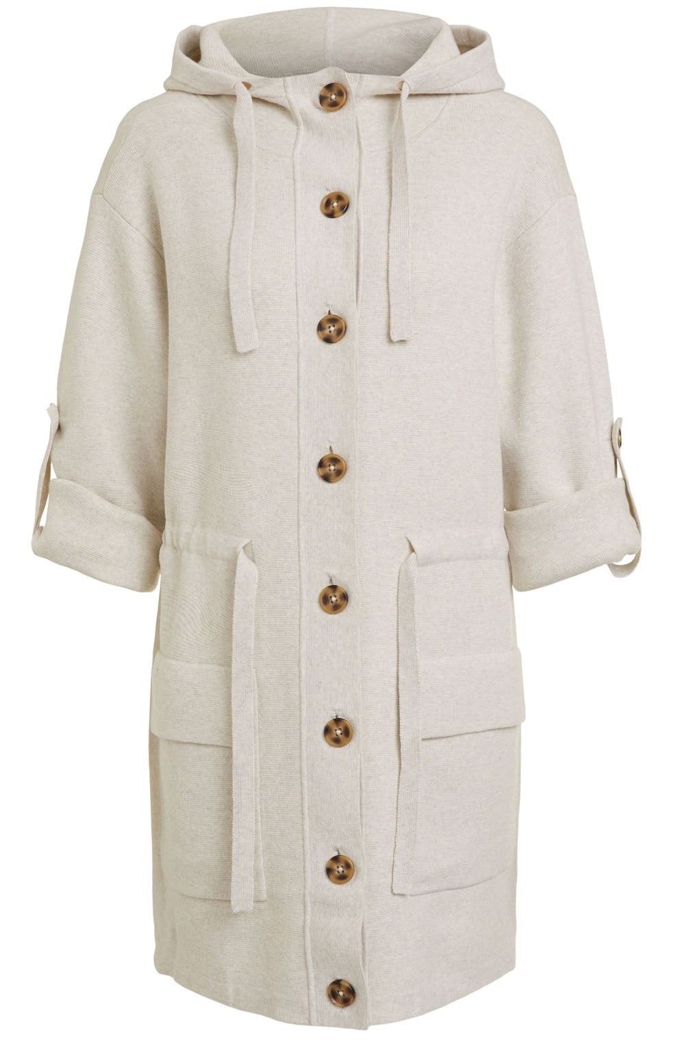 Off White Hooded Knit Coat