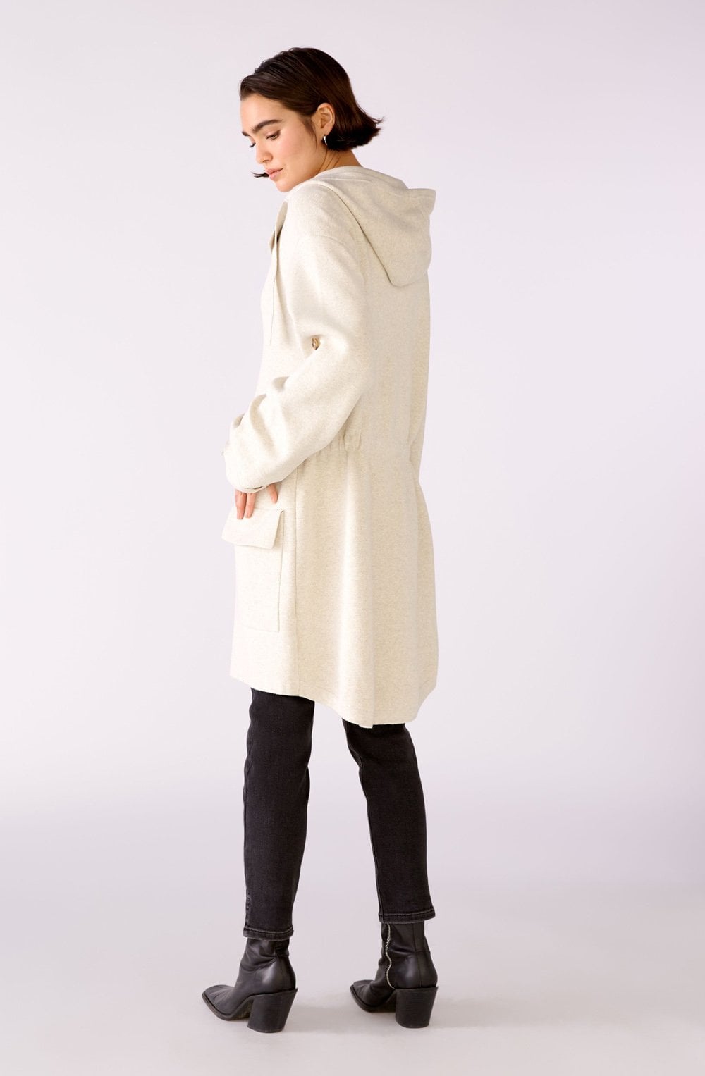 Off White Hooded Knit Coat