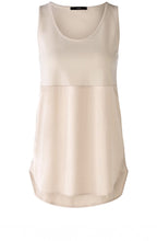 Off White Jersey and Satin Sleeveless Blouse