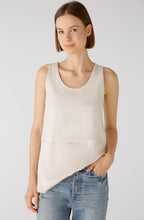 Off White Jersey and Satin Sleeveless Blouse