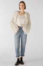 Off White Jersey and Satin Sleeveless Blouse