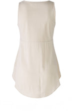 Off White Jersey and Satin Sleeveless Blouse