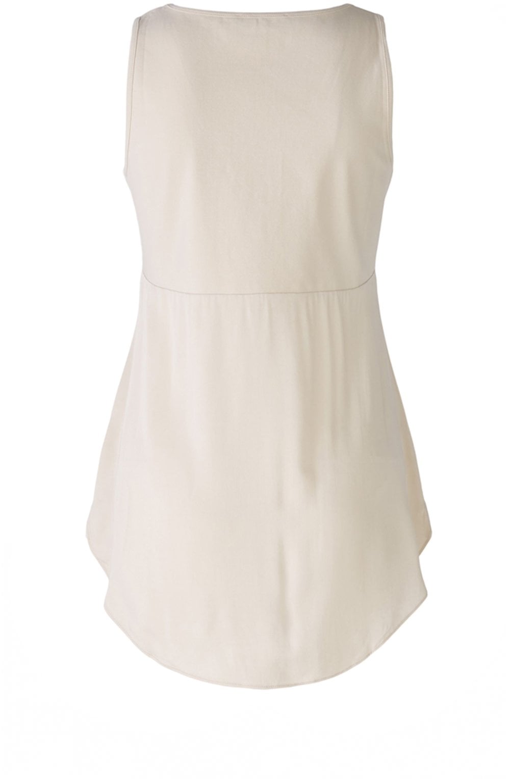 Off White Jersey and Satin Sleeveless Blouse