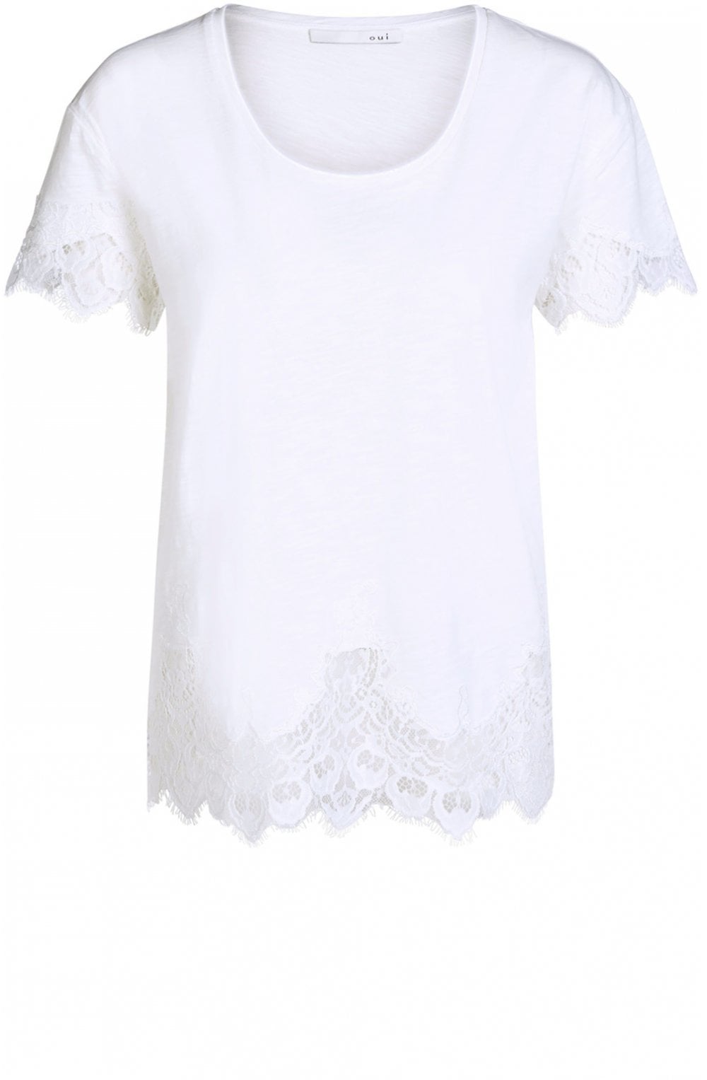 Off White Lace Detailed T Shirt