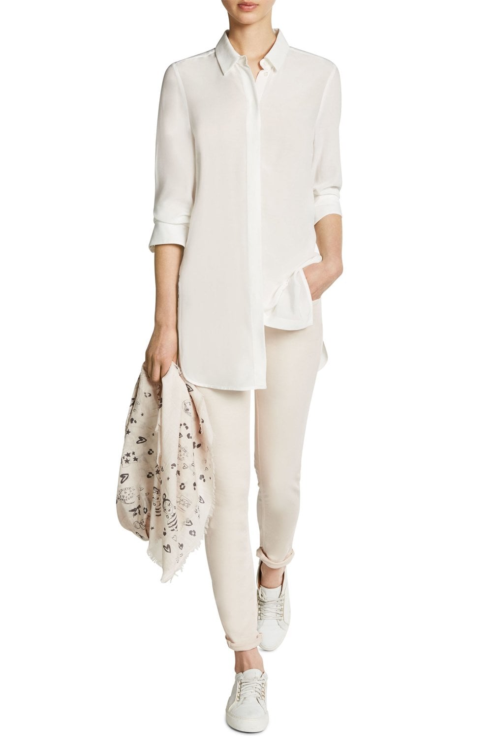 Off White Long Line Blouse