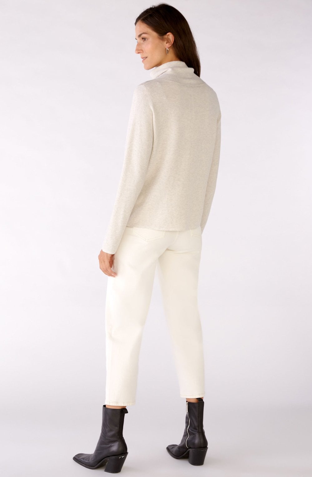 Off White Melange Fine Rib Jumper