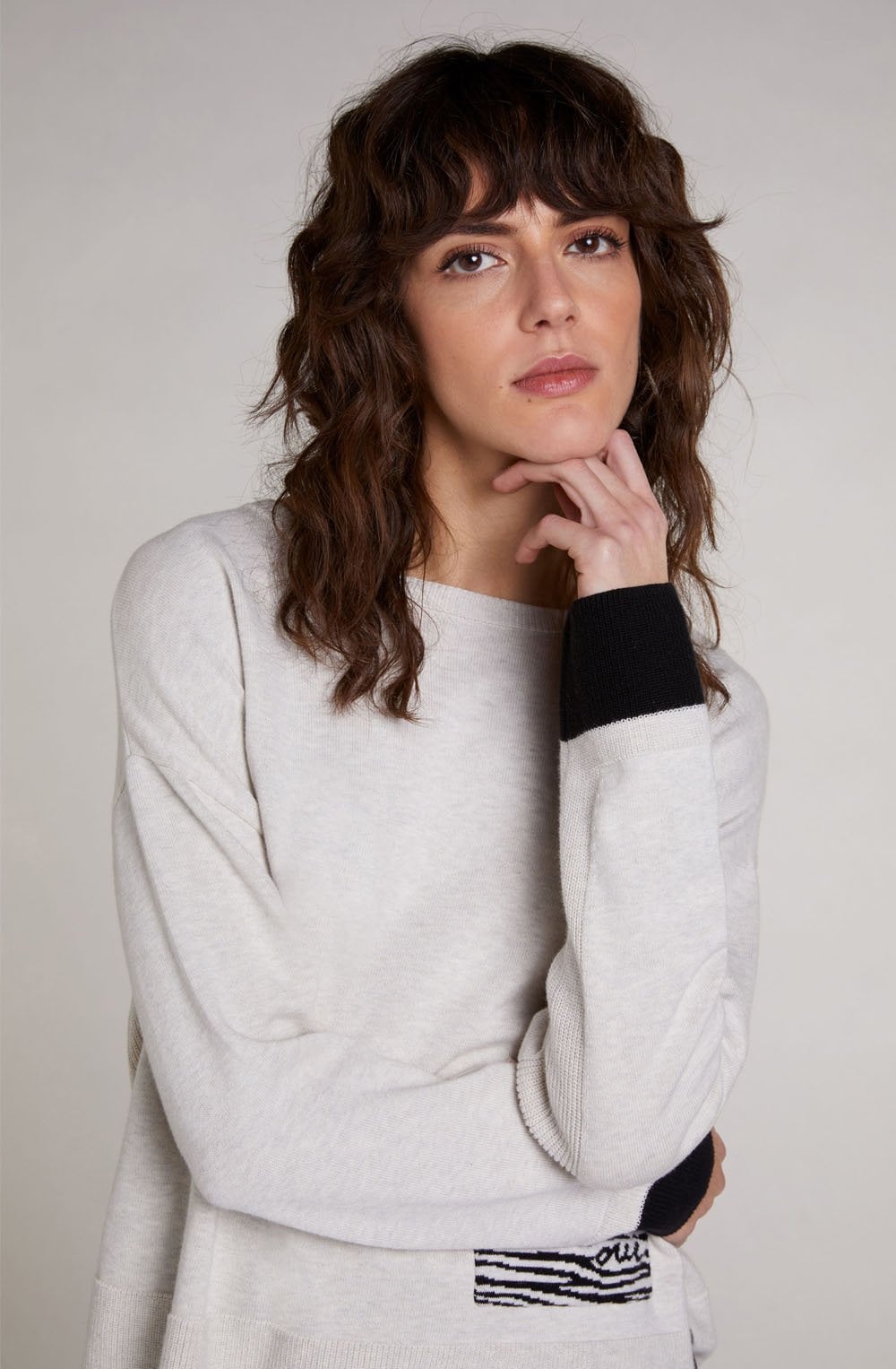 Off White Melange Jumper