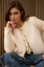 Off White Melange Teddy Fleece Cardigan