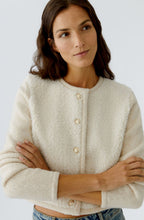Off White Melange Teddy Fleece Cardigan