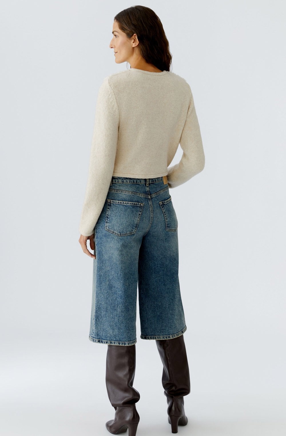 Off White Melange Teddy Fleece Cardigan