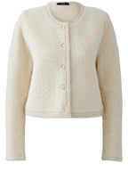 Off White Melange Teddy Fleece Cardigan