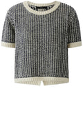 Off White & Navy Mixed Knit Jumper