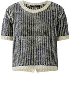 Off White & Navy Mixed Knit Jumper