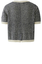 Off White & Navy Mixed Knit Jumper