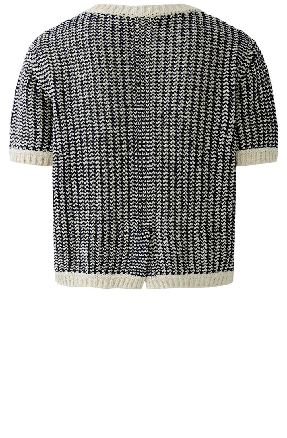 Off White & Navy Mixed Knit Jumper