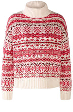 Off White Red Norwegian Style Knitted Jumper
