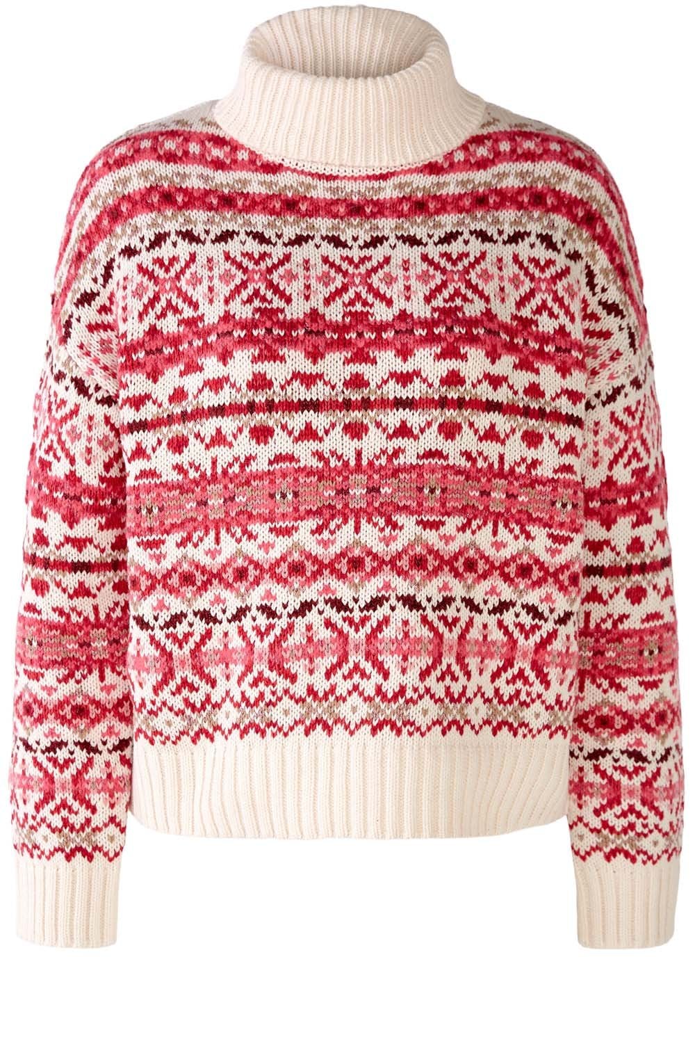 Off White Red Norwegian Style Knitted Jumper