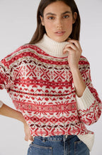 Off White Red Norwegian Style Knitted Jumper