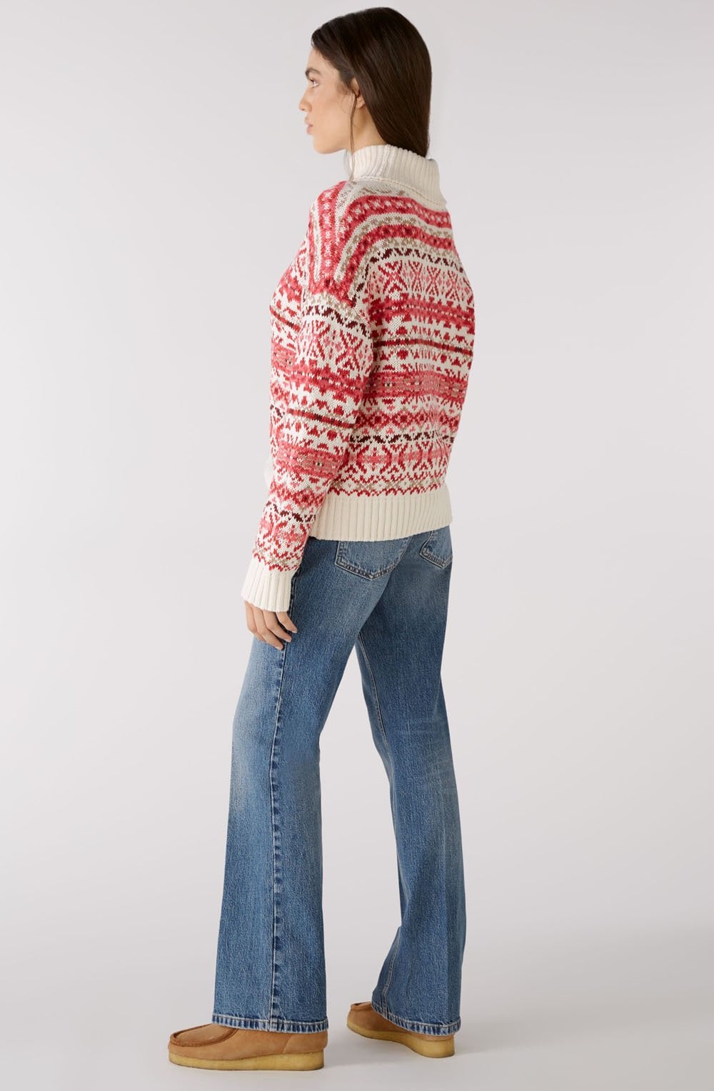 Off White Red Norwegian Style Knitted Jumper