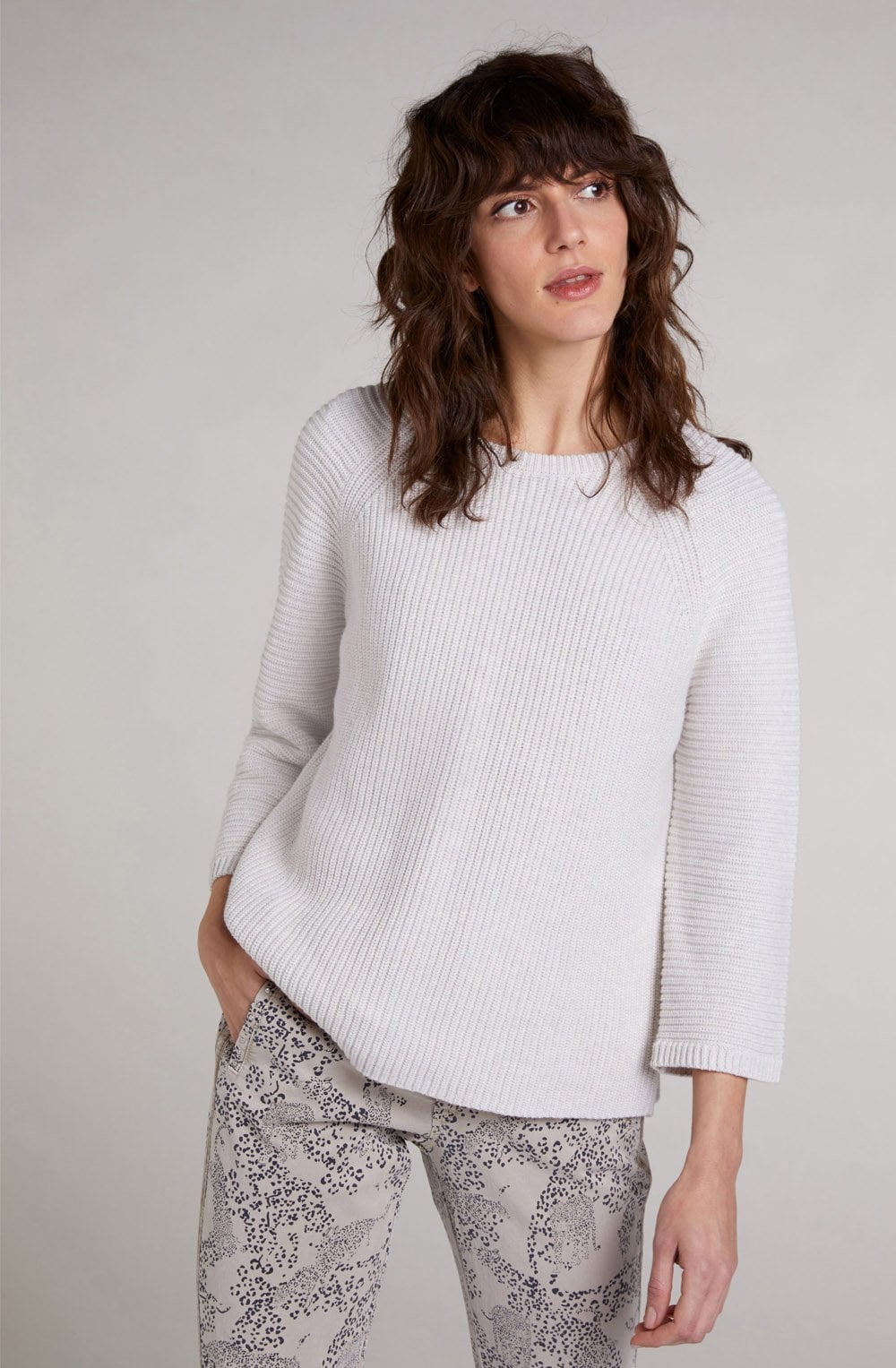Off White Ribbed Knit Jumper