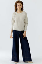 Off White Ribbed Knit Tie Detail Jumper