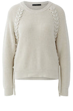 Off White Ribbed Knit Tie Detail Jumper