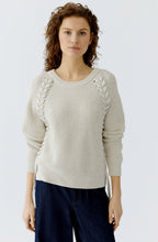 Off White Ribbed Knit Tie Detail Jumper