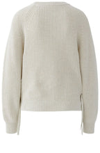 Off White Ribbed Knit Tie Detail Jumper