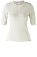 Off White Ruffle Trim Fine Knit Top