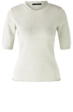 Off White Ruffle Trim Fine Knit Top