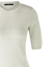 Off White Ruffle Trim Fine Knit Top