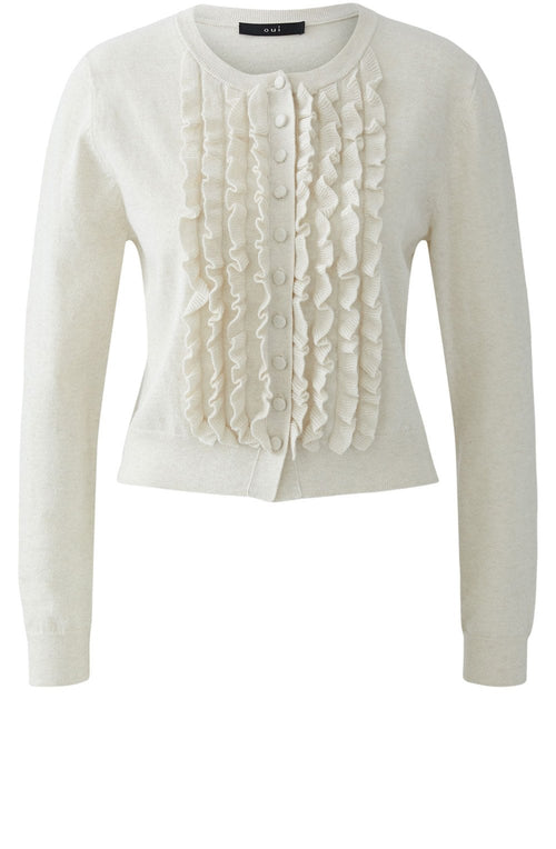 Off White Ruffled Cardigan