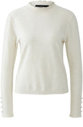 Off White Ruffled Edge Fine Knit Jumper