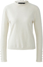 Off White Ruffled Edge Fine Knit Jumper