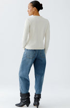 Off White Ruffled Edge Fine Knit Jumper