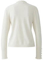 Off White Ruffled Edge Fine Knit Jumper