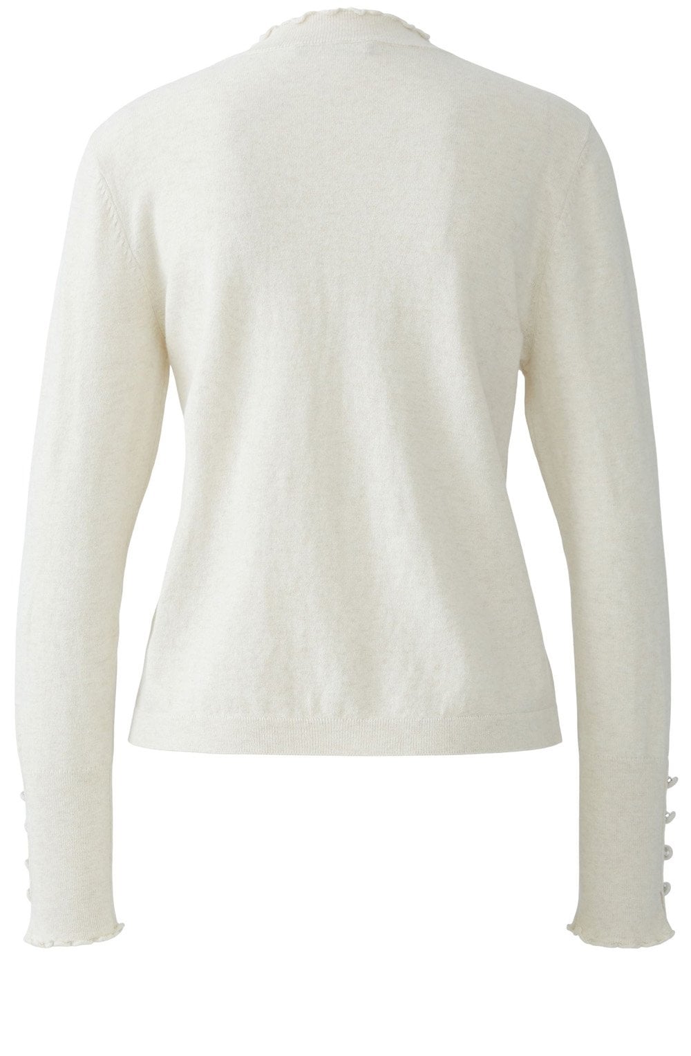 Off White Ruffled Edge Fine Knit Jumper