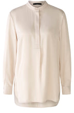 Off White Satin Long Line Blouse