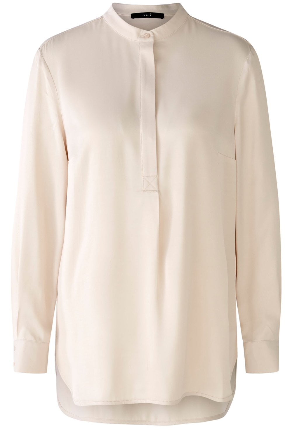 Off White Satin Long Line Blouse